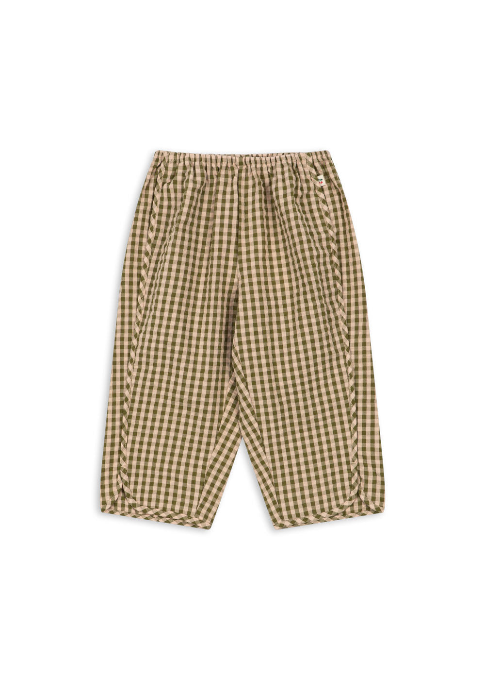 KIM SLIT PANTS GOTS - Avocado Check