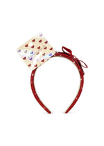 VELVET BOW HAIRBRACE - RED GLITTER