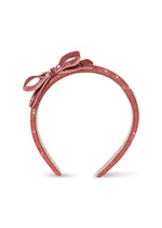 VELVET BOW HAIRBRACE - ROSE GLITTER