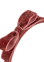 VELVET BOW HAIRBRACE - ROSE GLITTER