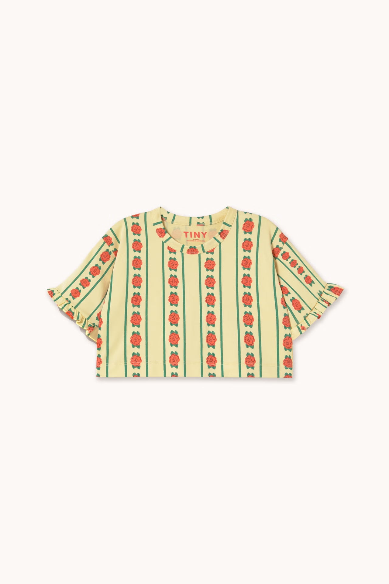 CROP MARŠKINĖLIAI - ROSE PATTERN