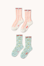 PINK STRIPES & BLOSSOM MEDIUM SOCKS