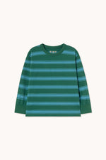 Tinycottons Retro Stripes Sleeve Tee Dark Green front