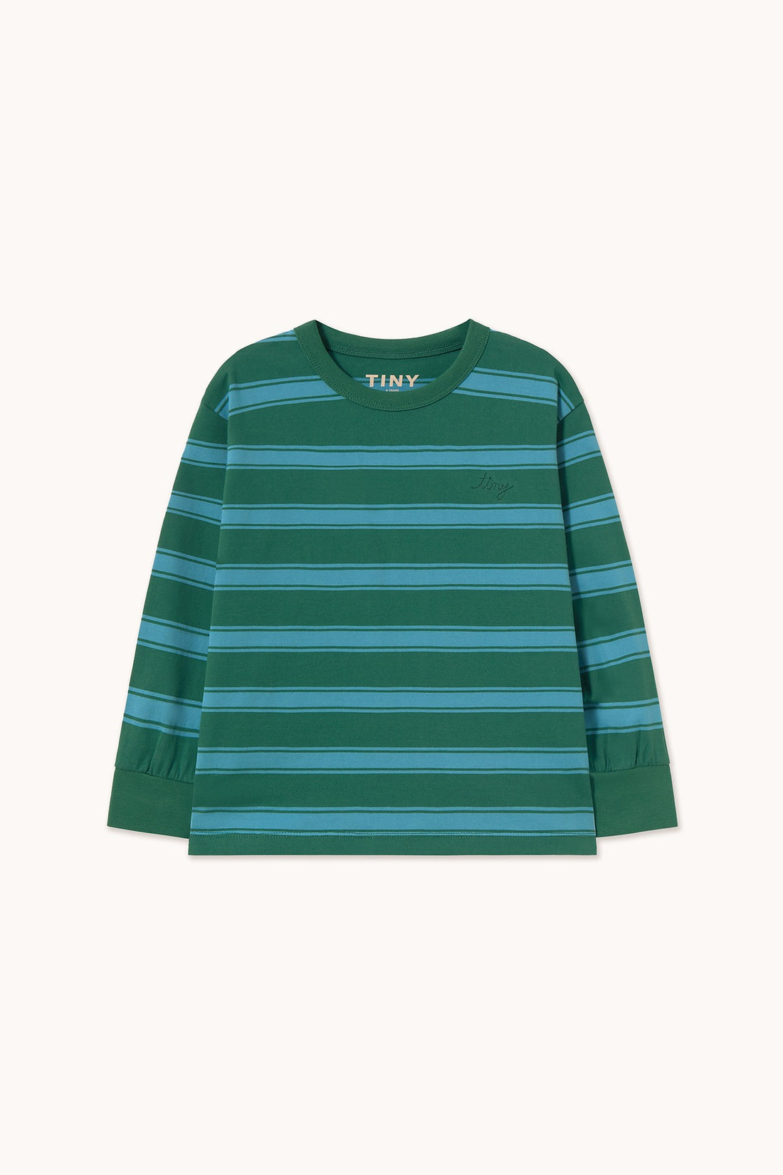 Tinycottons Retro Stripes Sleeve Tee Dark Green front