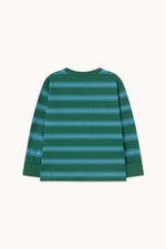 Tinycottons Retro Stripes Sleeve Tee Dark Green detail