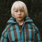 BLUE-CACAO STRIPES SHORT PADDED JACKET