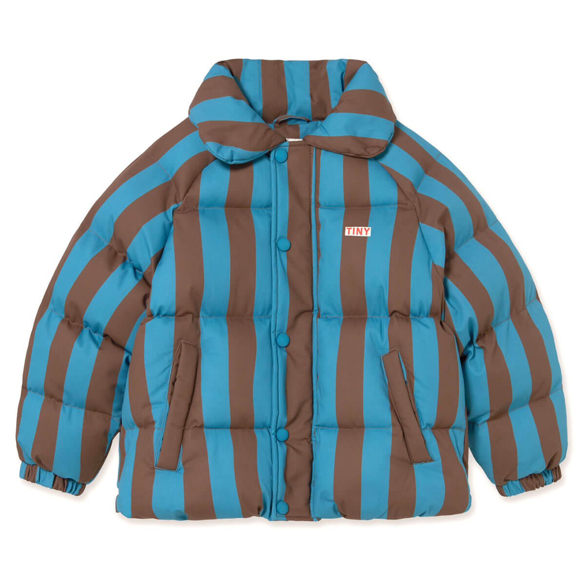 BLUE-CACAO STRIPES SHORT PADDED JACKET