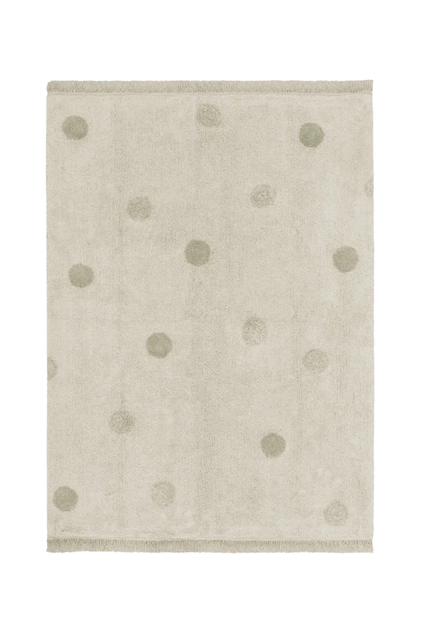 WASHABLE RUG HIPPY DOTS NATURAL - OLIVE