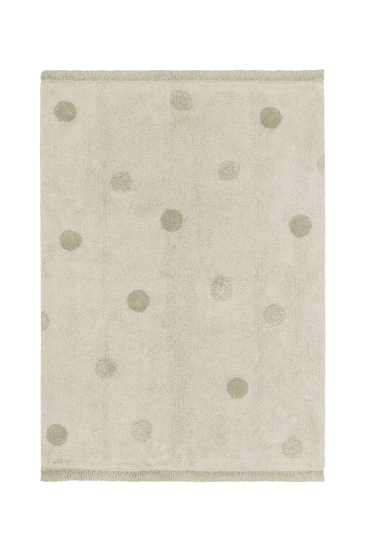 WASHABLE RUG HIPPY DOTS NATURAL - OLIVE