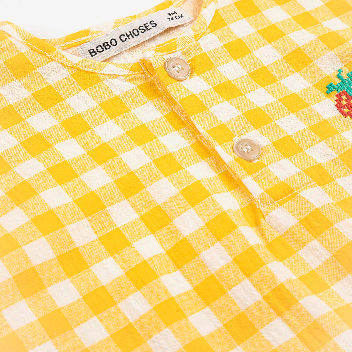 PIXEL STRAWBERRY VICHY WOVEN BABY BLOUSE