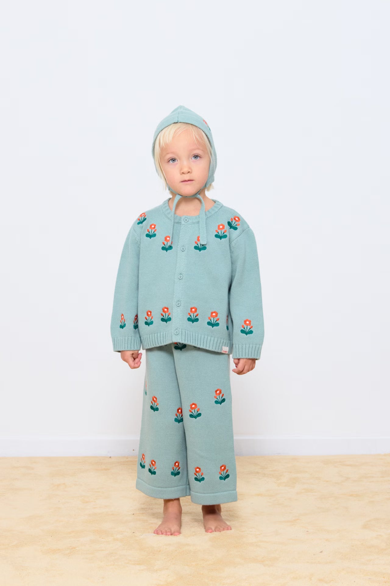 FLOWERS BABY CARDIGAN - SAGE