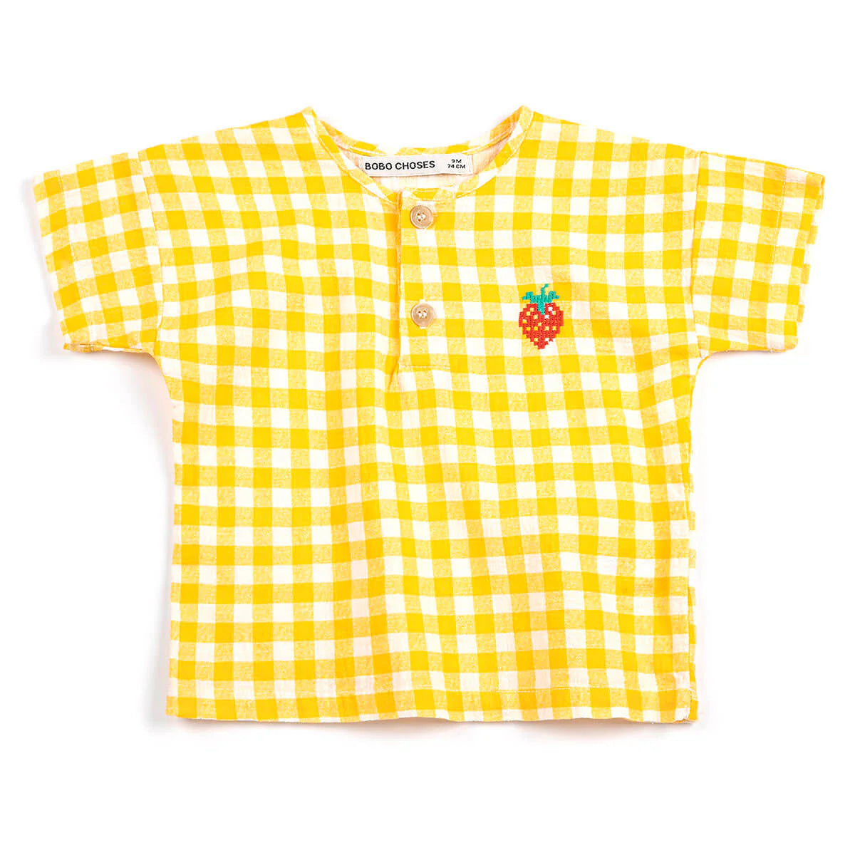 PIXEL STRAWBERRY VICHY WOVEN BABY BLOUSE