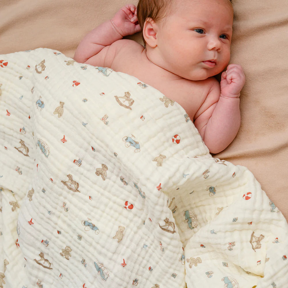 MUSLIN BABY BLANKET - VINTAGE TOYS