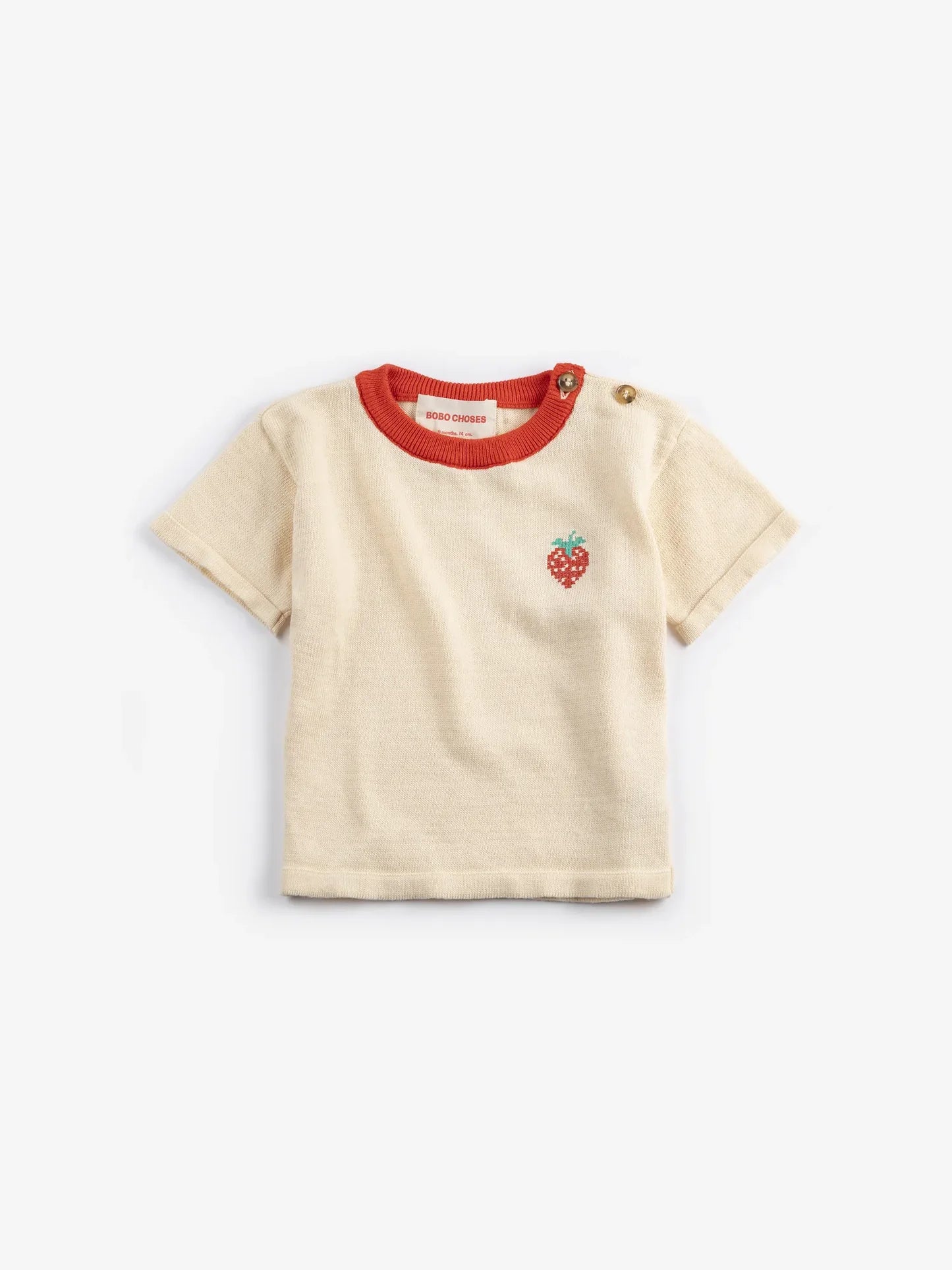 PIXEL STRAWBERRY KNITTED T‑SHIRT