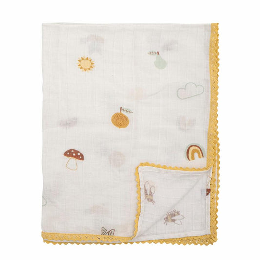 AGNES BABY BLANKET, WHITE, COTTON