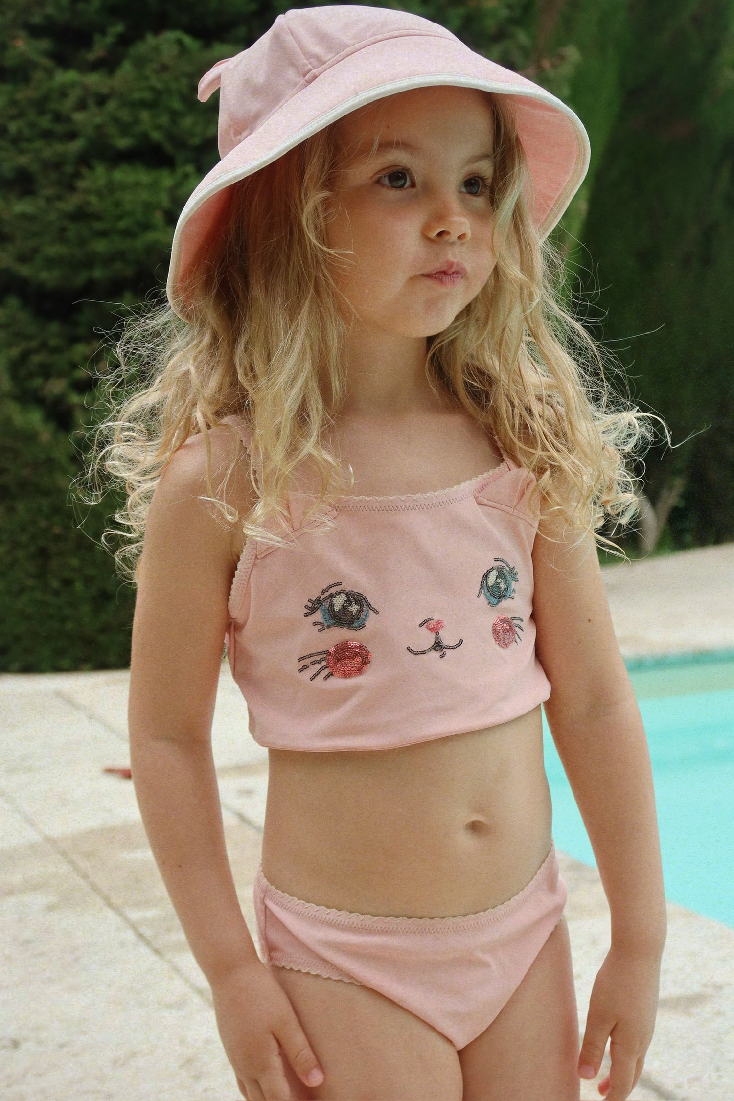 KITTY SWIM HAT GRS - POWDER PINK