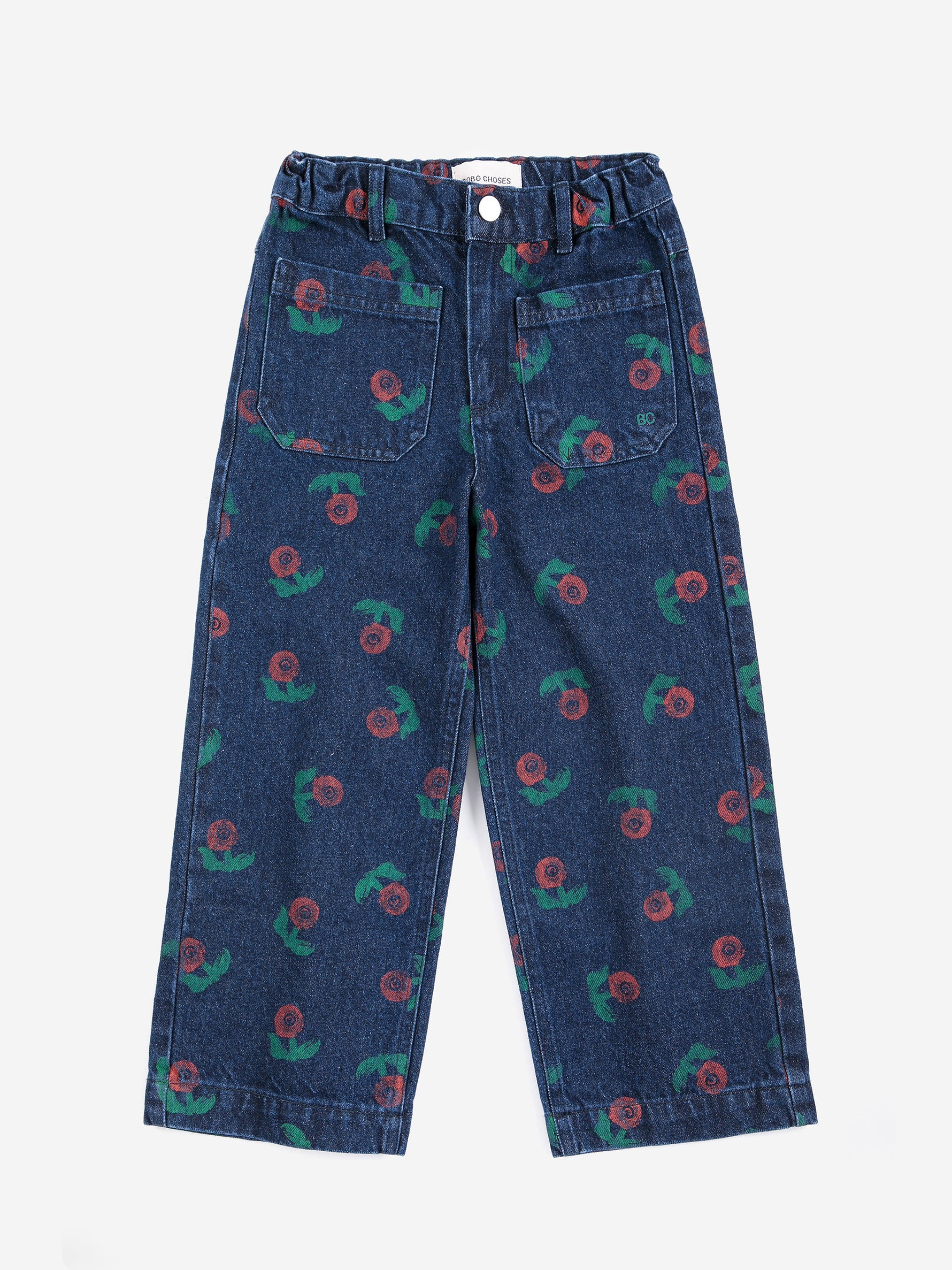 Stamp Bloom all over denim trousers navy blue